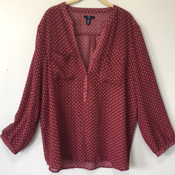 GAP Tops - Gap Sheer Burgundy Blouse